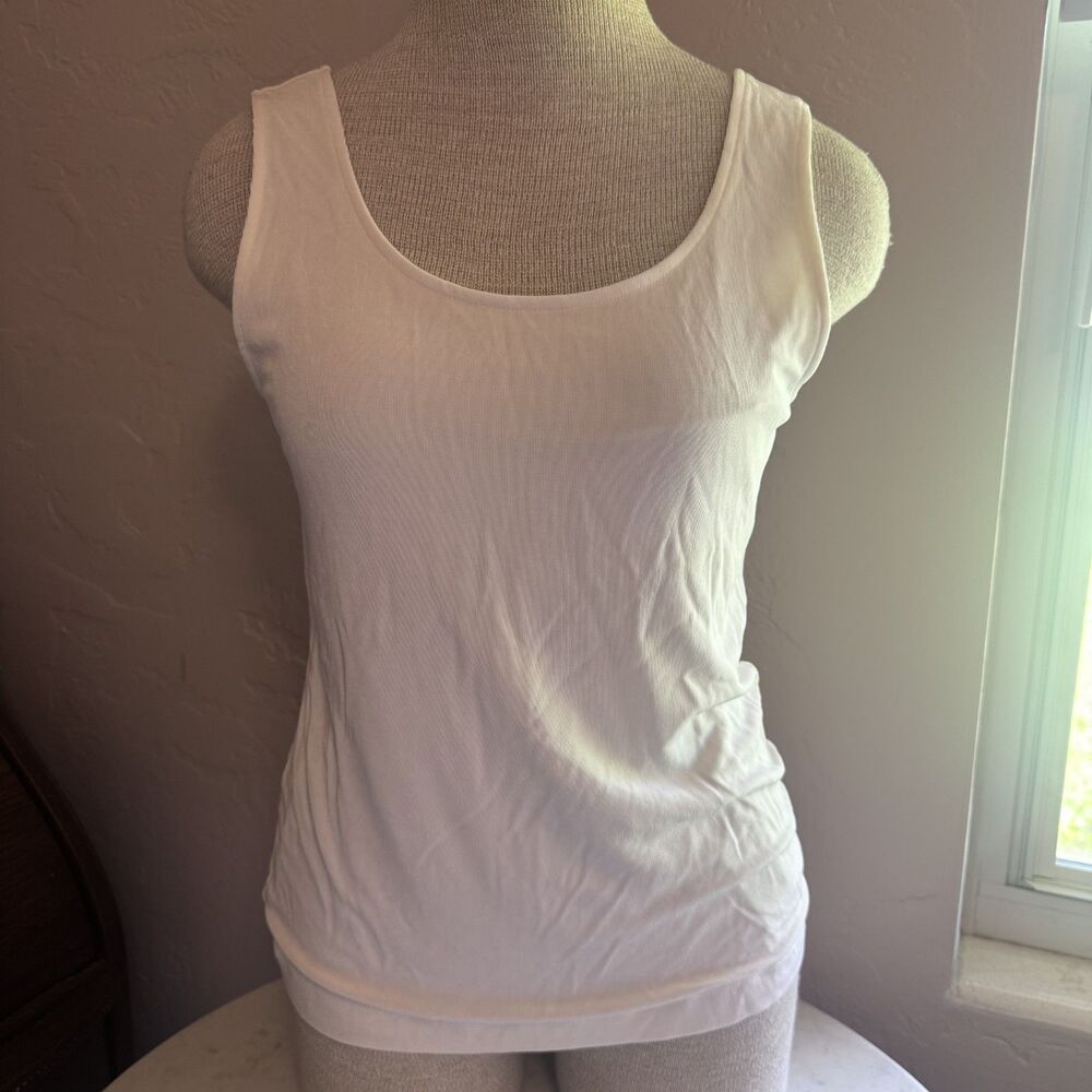 Vintage Chico's Travelers White Scoop Neck Tank size 1